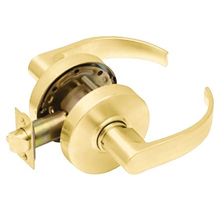 ARROW Grade 2 Passage Cylindrical Lock, Broadway Lever, Non-Keyed, Bright Brass Finish, Non-handed RL01-BRR-03